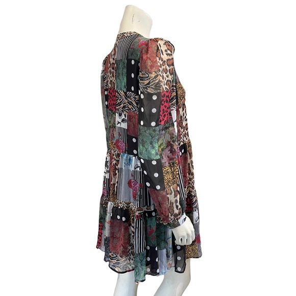 Desigual Dress Chiffon Patchwork Long Sleeve Minidress NEW w/tags - Picture 11 of 15